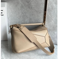 Inexpensive Loewe Puzzle Medium Bag in Litchi-Grained Calfskin 3002B Sand Beige 2024