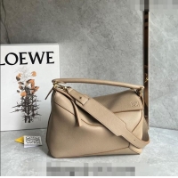 Inexpensive Loewe Puzzle Medium Bag in Litchi-Grained Calfskin 3002B Sand Beige 2024