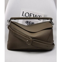 Super Quality Loewe Puzzle Medium Bag in Litchi-Grained Calfskin 3002B Winter Brown 2024