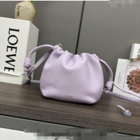 Best Price Loewe Mini Flamenco Purse bag in mellow nappa lambskin 262333 Light Purple 2024