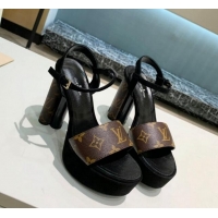 Hot Style Louis Vuitton Platform Sandals 11.5cm in Monogram Canvas and Suede 0321012