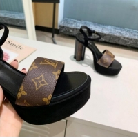 Hot Style Louis Vuitton Platform Sandals 11.5cm in Monogram Canvas and Suede 0321012