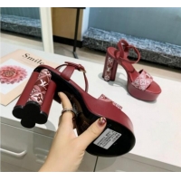 Duplicate Louis Vuitton Since 1854 Platform Sandals 11.5cm Burgundy 321013