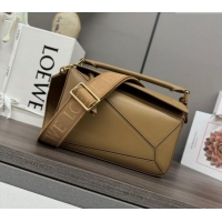 Inexpensive Loewe Small Puzzle bag in Satin Calfskin with Jacquard Strap 262305 Oak Brown 2024