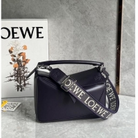 Inexpensive Loewe Small Puzzle bag in Satin Calfskin with Jacquard Strap 061609 Dark Purple 2024