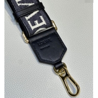 Top Quality Loewe Logo Embroidered Shoulder Strap 4x105cm 031402 Black/White/Gold 2024