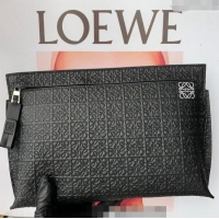 Unique Grade Loewe T Pouch in Anagram Calfskin 3040 Black 2024