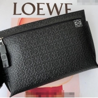 Unique Grade Loewe T Pouch in Anagram Calfskin 3040 Black 2024