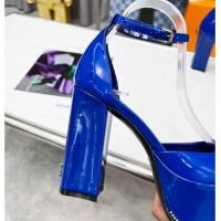 Best Price Louis Vuitton Patent Leather Platform Pump 12cm Blue 21021