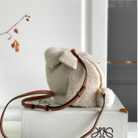 Good Product Loewe Bunny Mini Bag in Shearling L4016 White 2024