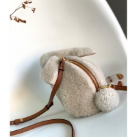 Good Product Loewe Bunny Mini Bag in Shearling L4016 White 2024