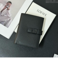 Well Crafted Loewe Bifold Wallet in Grained Calfskin L2119 Black 2024