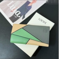 Top Quality Loewe Puzzle Long Wallet L2113 Grey/Green/Beige 2024