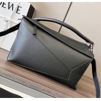 Reasonable Price Loewe Large Puzzle Bag in Grained Calfskin L2107 Black 2024