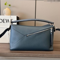 Shop Grade Loewe Large Puzzle Bag in Grained Calfskin L2107 Blue 2024