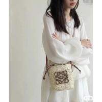 Promotional Loewe Straw Mini Bucket bag 040201 Beige 2024