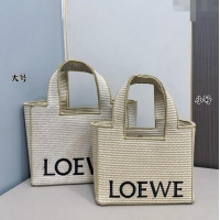 Promotional Loewe Small/Medium LOEWE Front Tote Bag in Raffia Straw 0402 Beige/Khaki 2024