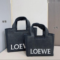 Discount Loewe Small/Medium LOEWE Front Tote Bag in Raffia Straw 0402 Black/White 2024