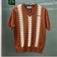 ​Grade Design Prada Knit Short-sleeved Sweater P032704 Brown 2024