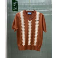 ​Grade Design Prada Knit Short-sleeved Sweater P032704 Brown 2024