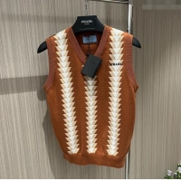 Hot Sale Design Prada Knit Vest P032705 Brown 2024