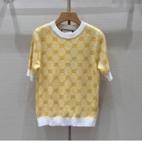 Super Quality Gucci Wool Short-sleeved Sweater G032723 Yellow 2024