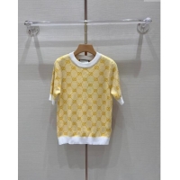 Super Quality Gucci Wool Short-sleeved Sweater G032723 Yellow 2024