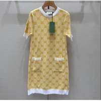 Buy Fashionable Gucci Wool Dress G032724 Yellow 2024