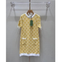 Buy Fashionable Gucci Wool Dress G032724 Yellow 2024