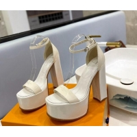 Popular Style Louis Vuitton Fame Platform Sandal 14.5cm in Patent Leather White 321043