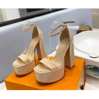 Unique Style Louis Vuitton Fame Platform Sandal 14.5cm in Patent Leather Nude 321045