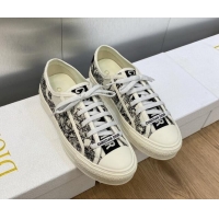 Charming Dior Walk'n'Dior Sneakers in Embroidered Cotton Black/White 226004