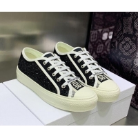 Luxurious Dior Walk'n'DiorSneakers in Crystals Embroidery Black 226007