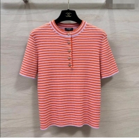 ​Promotional Chanel Wool Short-Sleeved Sweater CH032806 Orange/Purple 2024