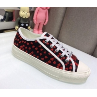 Pretty Style Dior Walk'n'Dior Sneakers in Heart Embroidered Cotton Red/Black 226027