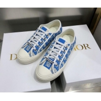 Popular Style Dior Walk'n'Dior Sneakers in Oblique Embroidered Cotton Blue 226017