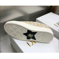 Classic Hot Dior Walk'n'Dior Sneakers in Oblique Embroidered Cotton Beige 226019