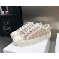 Shop Duplicate Dior Walk'n'Dior Sneakers in Oblique Embroidered Cotton Pink 226020