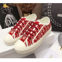 Grade Quality Dior Walk'n'Dior Sneakers in Oblique Embroidered Cotton Red 226026