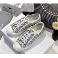 Luxury Cheap Dior Walk'n'Dior Sneakers in Oblique Embroidered Cotton Grey 226045