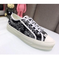 Trendy Design Dior Walk'n'Dior Sneakers in Embroidered Cotton Black/White 226030