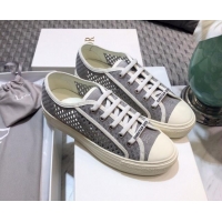 Charming Dior Walk'n'Dior Sneakers in Mesh and Embroidered Cotton Grey 226031