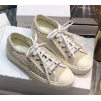 Unique Style Dior Walk'n'Dior Sneakers in Mesh and Embroidered Cotton Beige 226033