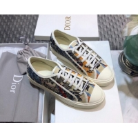 Big Discount Dior Walk'n'Dior Sneakers in Embroidered Cotton Beige 226041