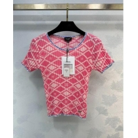 Promotional Chanel Knit Short-sleeved Sweater CH032820 Pink 2024