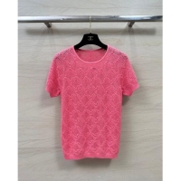 ​Top Grade Chanel Wool Short-sleeved Sweater CH040113 Pink 2024