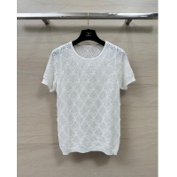 Buy Discount Chanel Wool Short-sleeved Sweater CH040114 White 2024