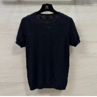 ​Good Product Chanel Wool Short-sleeved Sweater CH040115 Black 2024