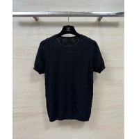 ​Good Product Chanel Wool Short-sleeved Sweater CH040115 Black 2024