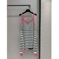 ​Top Quality Chanel Knit Dress CH040122 Black/White/Pink 2024